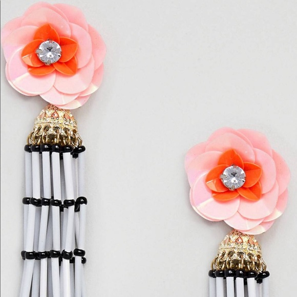 ASOS Sunburst Flower Tassel Earrings - Picture 4 of 5